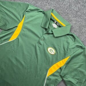 NFL Team Apparel Green Bay Packers Polo Shirt Mens Large Green Gold Y2K Style